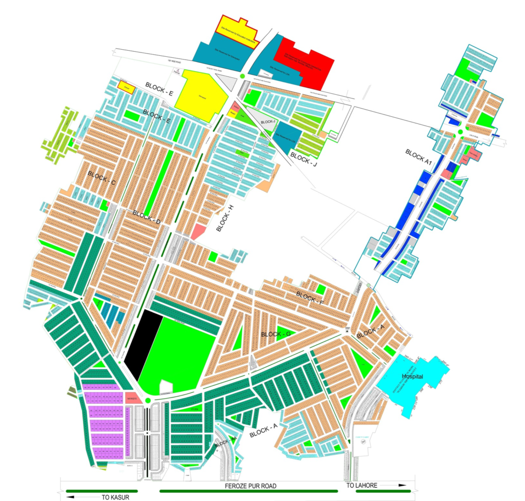 Central Park Housing Scheme Lahore Society Map 1024x978 