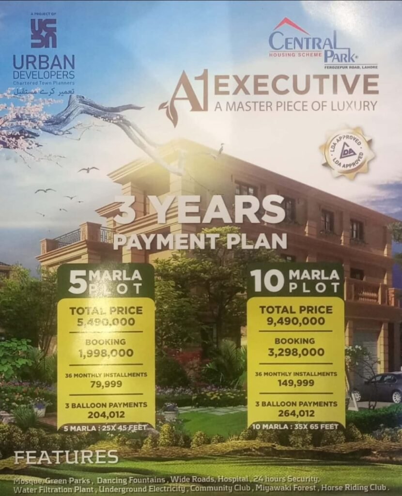 A1 Executive 5m & 10m residential plot payment plan