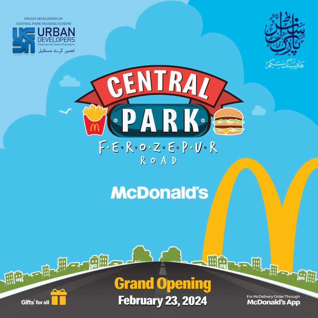 Macdonald Opening Soon in Central Park Lahore