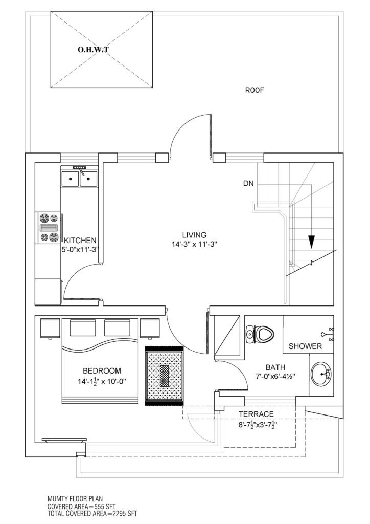 Roof Floor Plan Of 5 Marla House on Installments in BB Block of Central Park Lahore