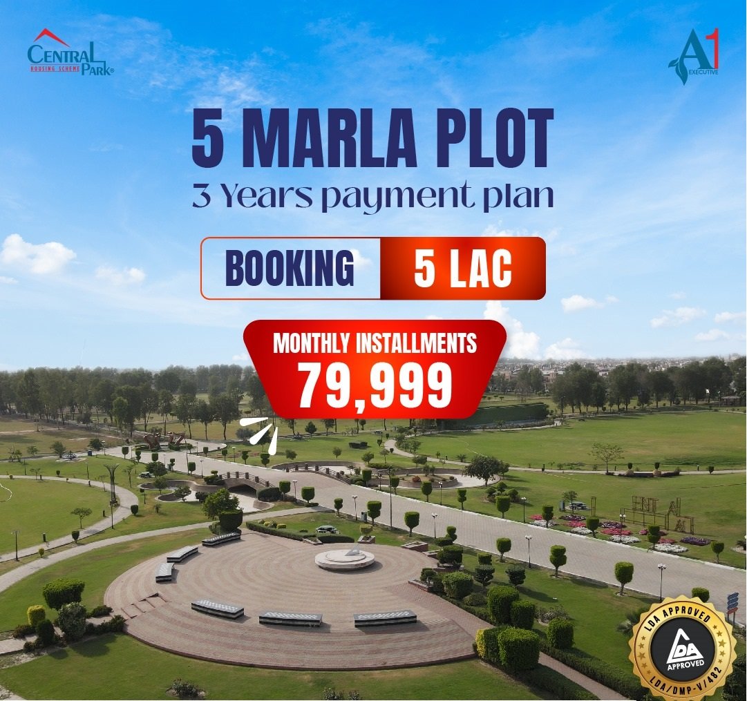 Monthly Installment only 79000 for 5 Marla Plot in Central Park Lahore